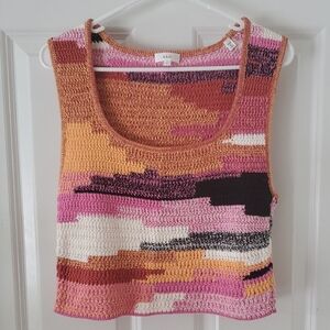 A.L.C. Brayden Colorful Knit Crochet Crop Top Size L